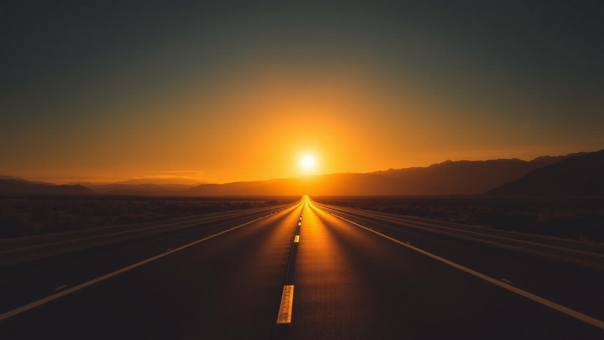 Open road at sunset symbolizing freedom